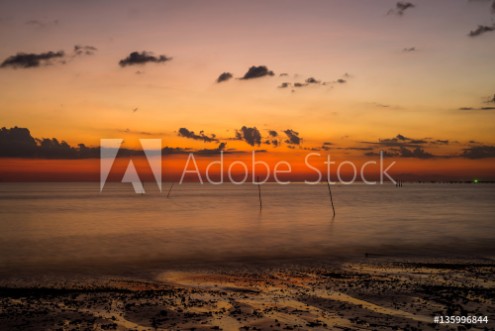 Picture of Beautiful sky with sunset at the beach